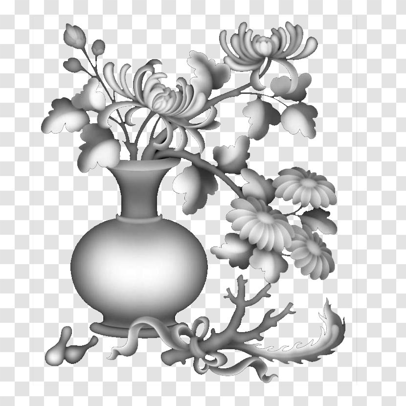 Vase Painting - Monochrome - Hand-held Transparent PNG