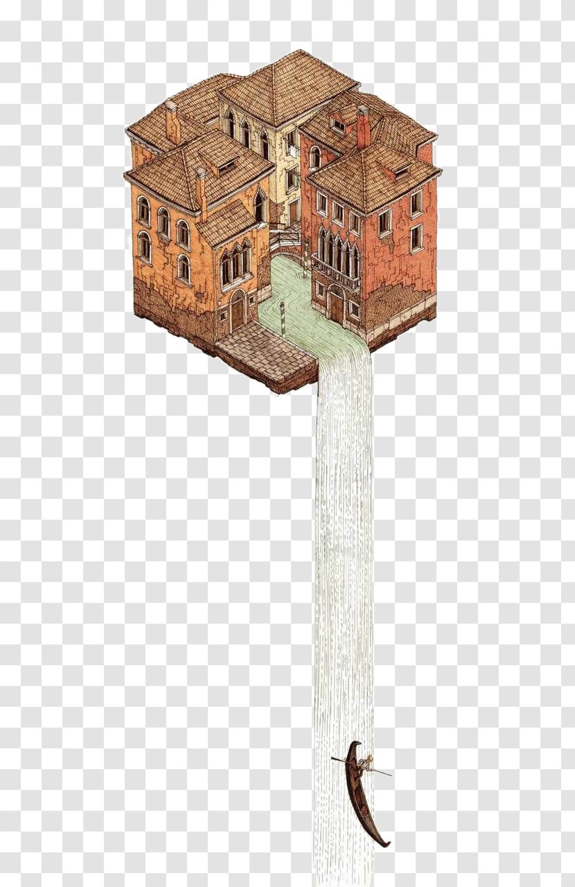 Venice Drawing Isometric Projection Architecture Illustration - Architect - Creative Falls And Boat Building Transparent PNG