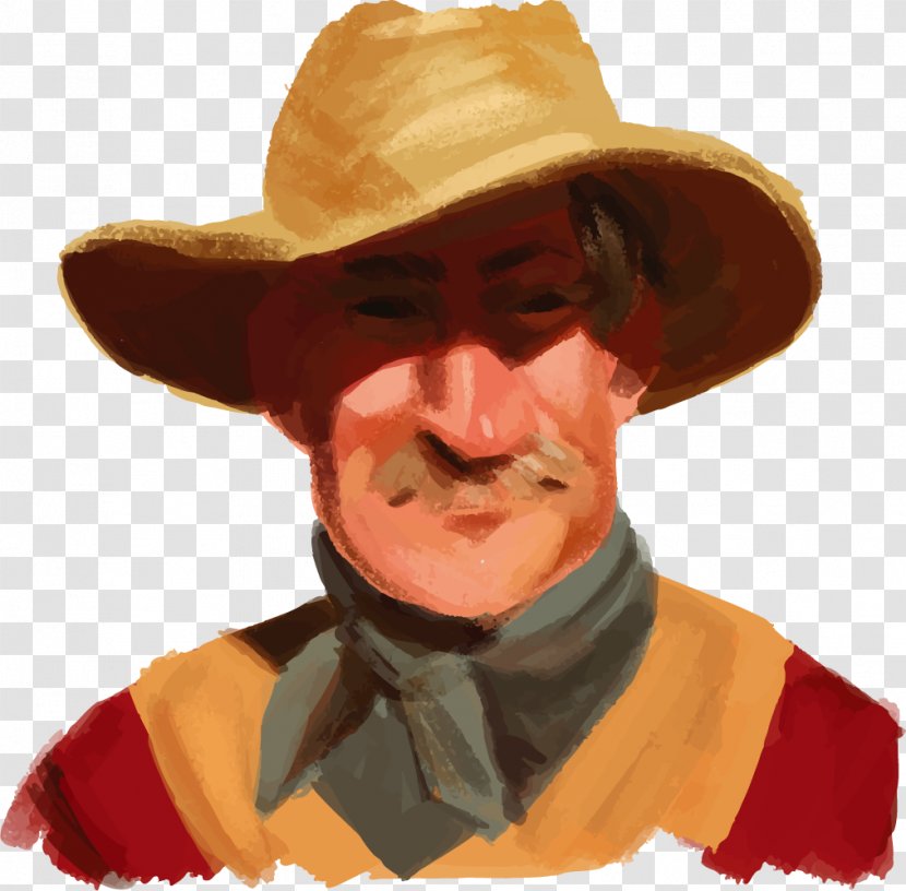 Poster Portrait Illustration - Cowboy Hat - Hand-painted Oil Painting US Uncle Transparent PNG
