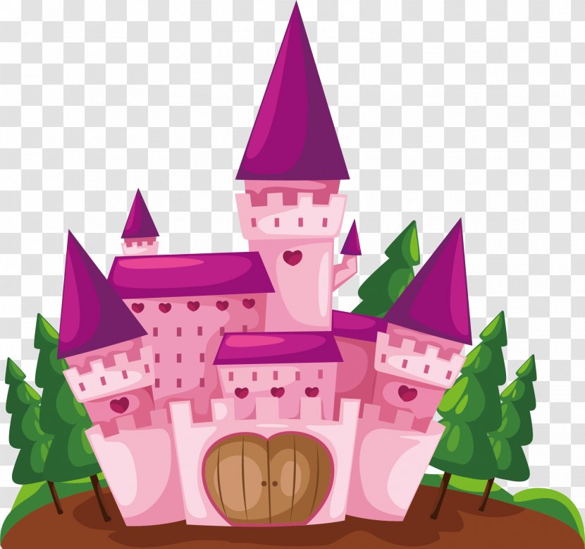 Cartoon Castle Illustration - Green Transparent PNG