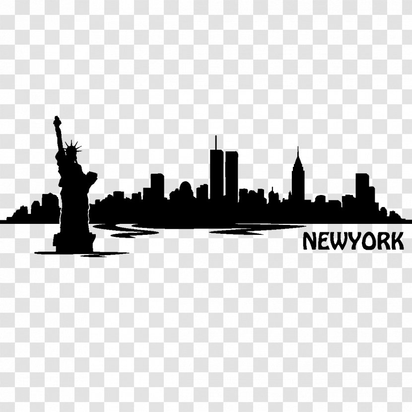 New York City Skyline Silhouette World Trade Center - Monochrome Photography Transparent PNG