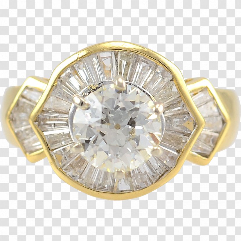 Ring Carat Gold Emerald Diamond - Solvang Antiques Transparent PNG