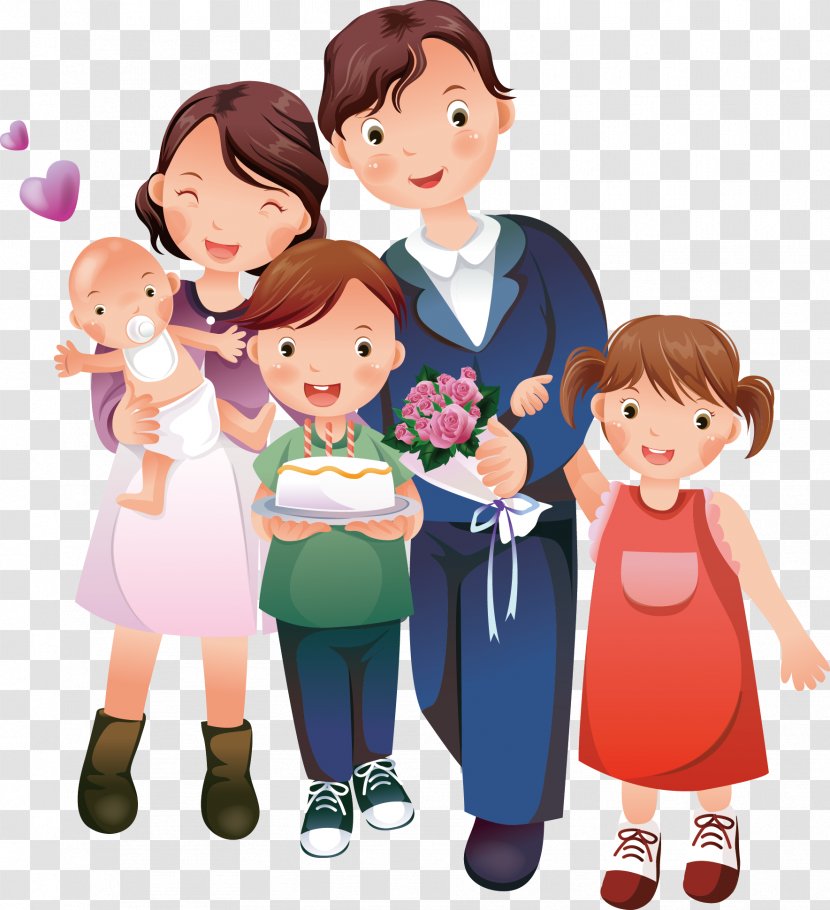 Cartoon Clip Art - Watercolor - Happy Family Transparent PNG
