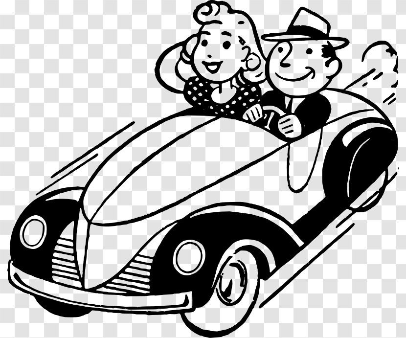 Comics Cartoon Comic Book Black And White Clip Art - Vehicle - Driving Transparent PNG