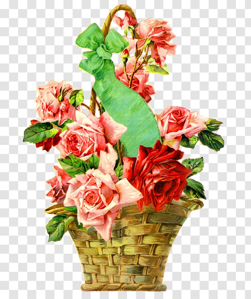 Garden Roses Floral Design Cut Flowers - Basket - Rose Transparent PNG
