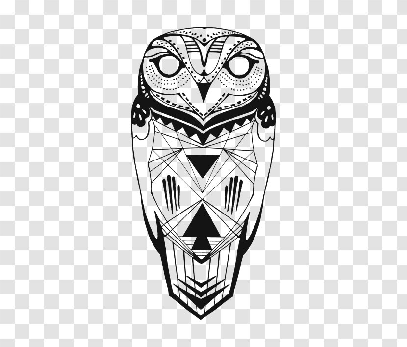 Tattoo Owl Drawing - Headgear - Monochrome Transparent PNG