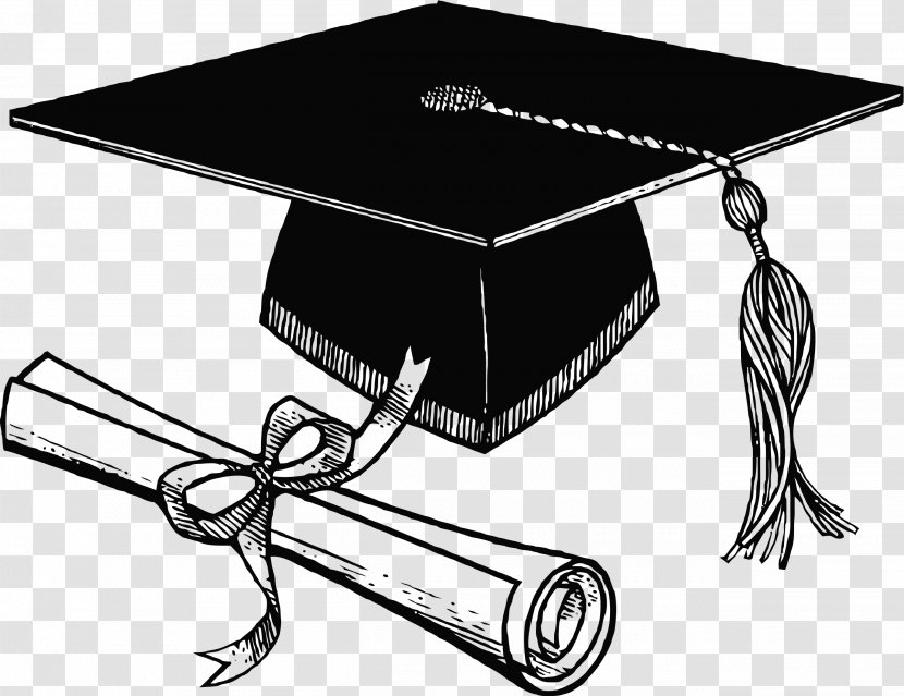 Clip Art Graduation Ceremony Openclipart Diploma Free Content - Mortarboard - Black White 101 Transparent PNG