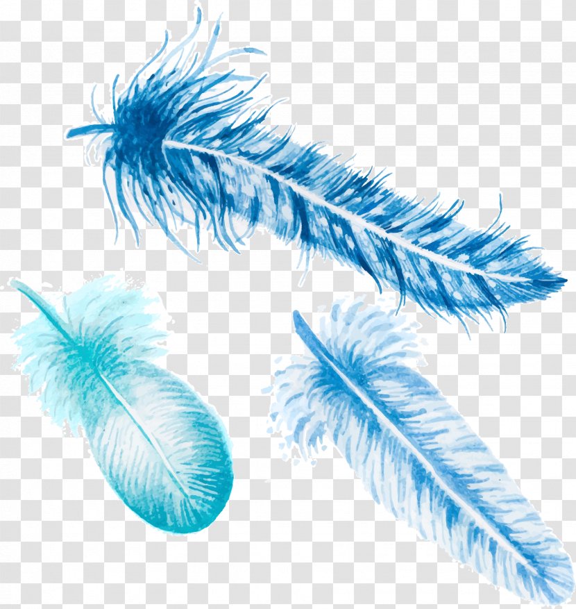 Feather Euclidean Vector - Resource - Blue Decorative Material Transparent PNG