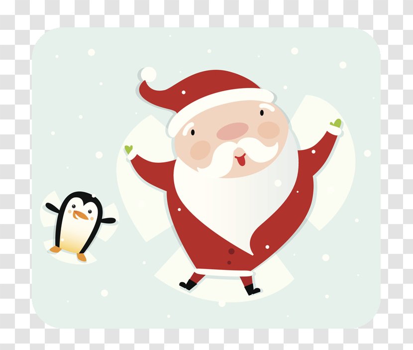 Penguin Santa Claus Christmas Ornament Snow Angel Illustration - Fictional Character - And A Transparent PNG