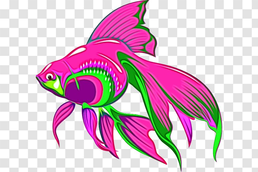 Fish Pink Magenta Clip Art - Watercolor - Tail Fin Transparent PNG