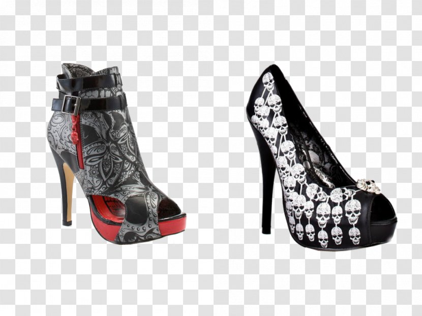 Court Shoe High-heeled Skull - White Transparent PNG