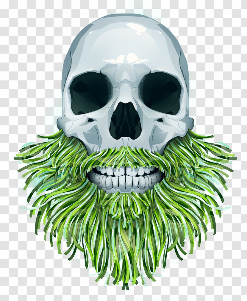 Illustration - Green - Long Grass Skull Transparent PNG