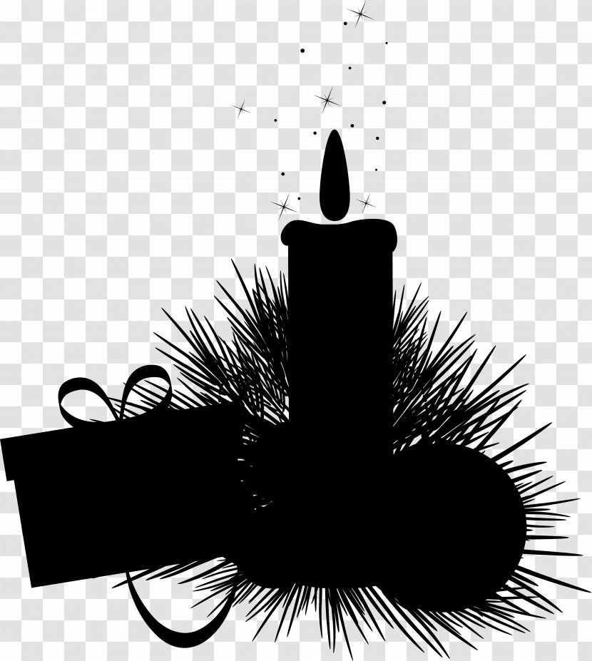 Christmas Day Candle Decoration Card Image - Blackandwhite - New Year Transparent PNG