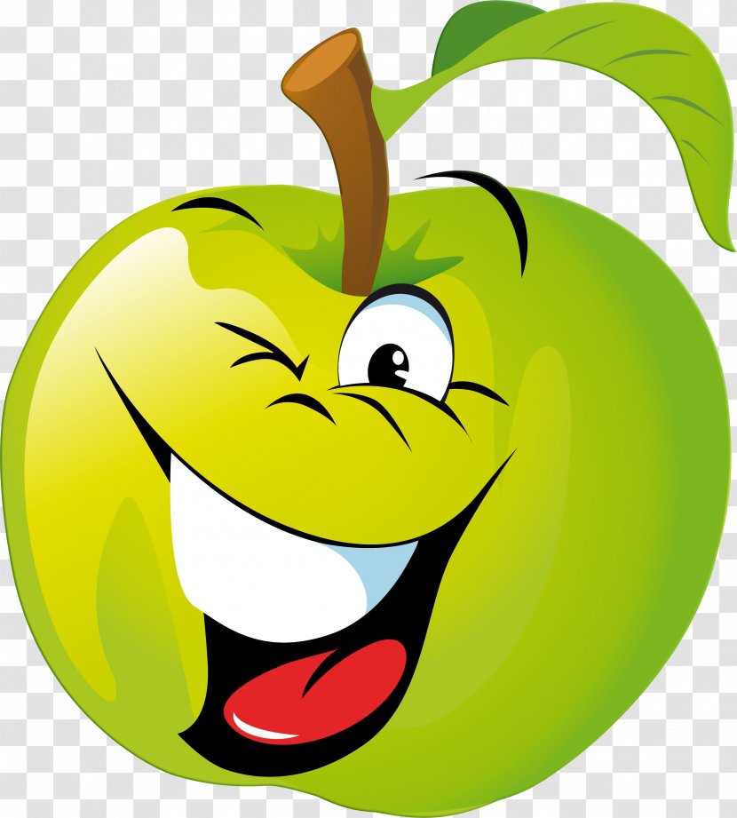 Fruit Smiley Clip Art - Cartoon - GREEN APPLE Transparent PNG