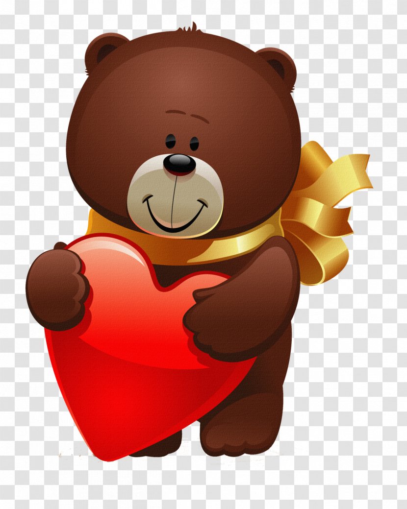 Valentine's Day Bear Greeting Propose Clip Art - Silhouette - Cute Transparent PNG