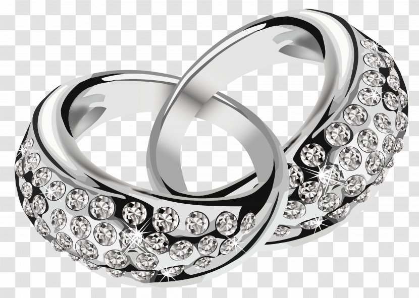 Wedding Ring Download Clip Art - Ceremony Supply - Silver Rings With Diamonds Clipart Picture Transparent PNG