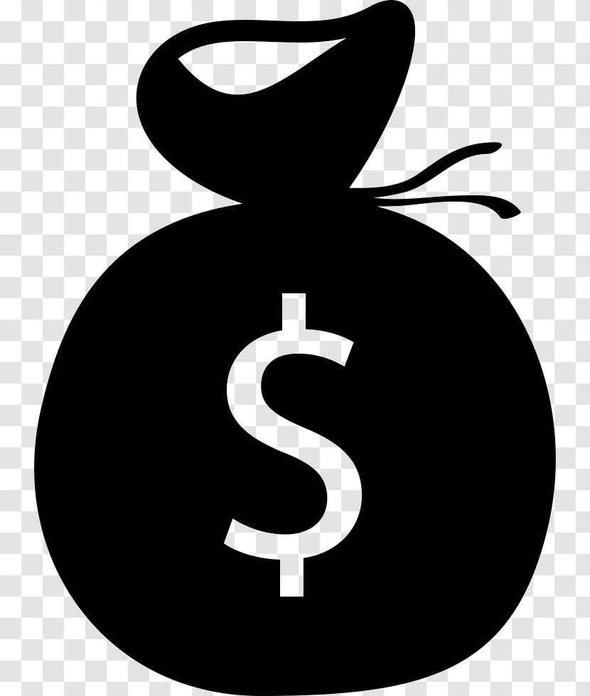 Money Bag Currency Symbol Bank - Black And White Transparent PNG