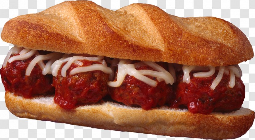 Hamburger Submarine Sandwich Spaghetti With Meatballs Italian Cuisine - Fast Food - Bacon Transparent PNG