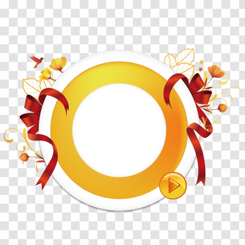 Flower Ribbon Euclidean Vector - Yellow Decorative Ring Transparent PNG