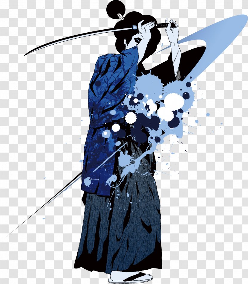 Samurai Bushi Illustration - Silhouette - Japanese Color Transparent PNG