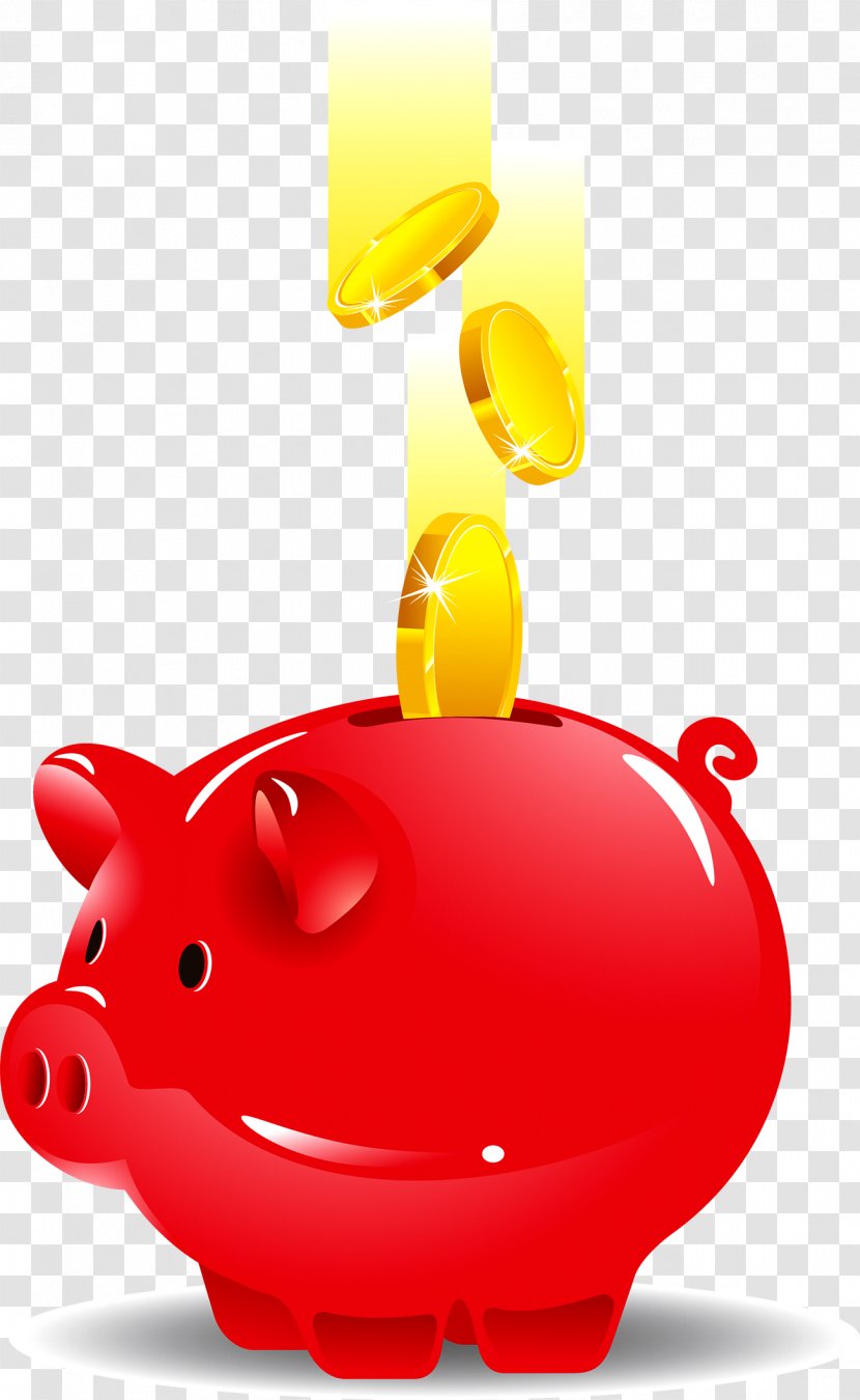 Piggy Bank Coin Saving - Red Transparent PNG