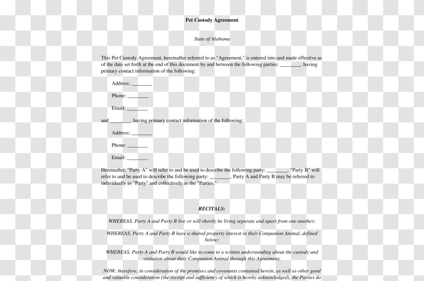 Document Dog Child Custody Template Contract - Sole Transparent PNG