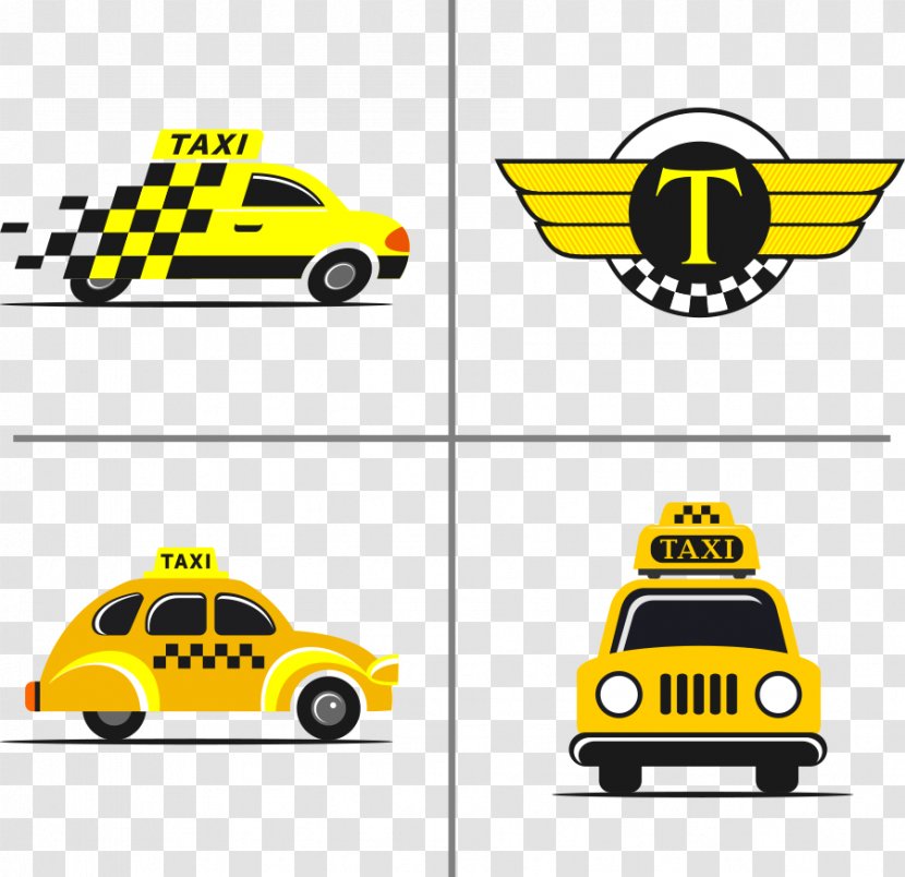 Taxi Euclidean Vector Stock Illustration - Yellow - Sign Transparent PNG