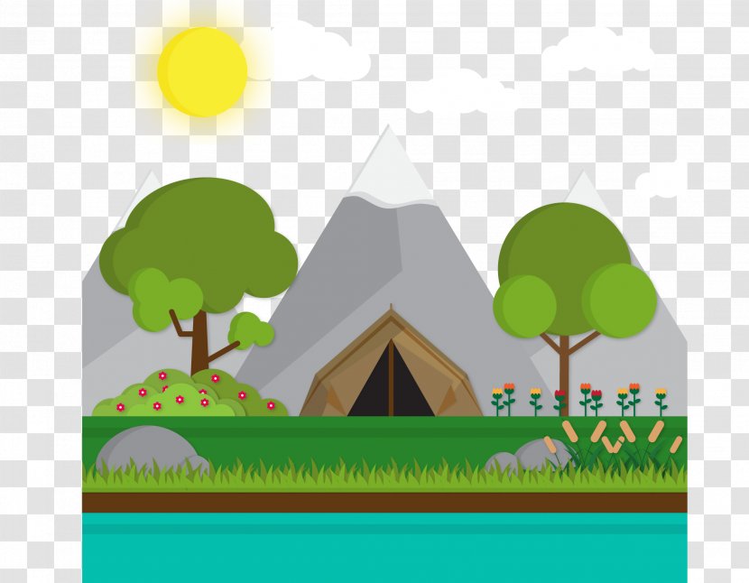 Tent Camping Landscape - Snow Under The Vector Material Transparent PNG