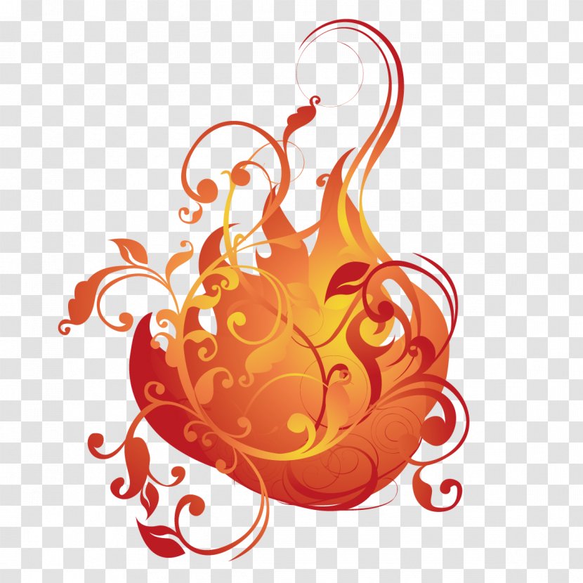 Flame Euclidean Vector Fire Pattern - Orange - Creative Artwork Transparent PNG