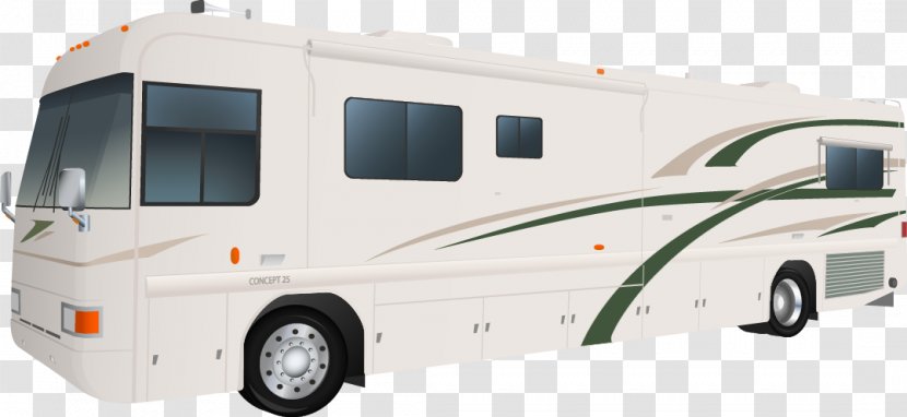 Car Bus Mobile Home Recreational Vehicle Clip Art - Camping - Vector Transparent PNG
