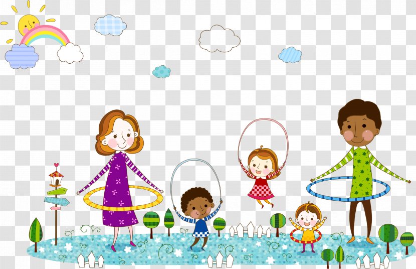 Cartoon Child Illustration - Painting - Family Of Five Transparent PNG