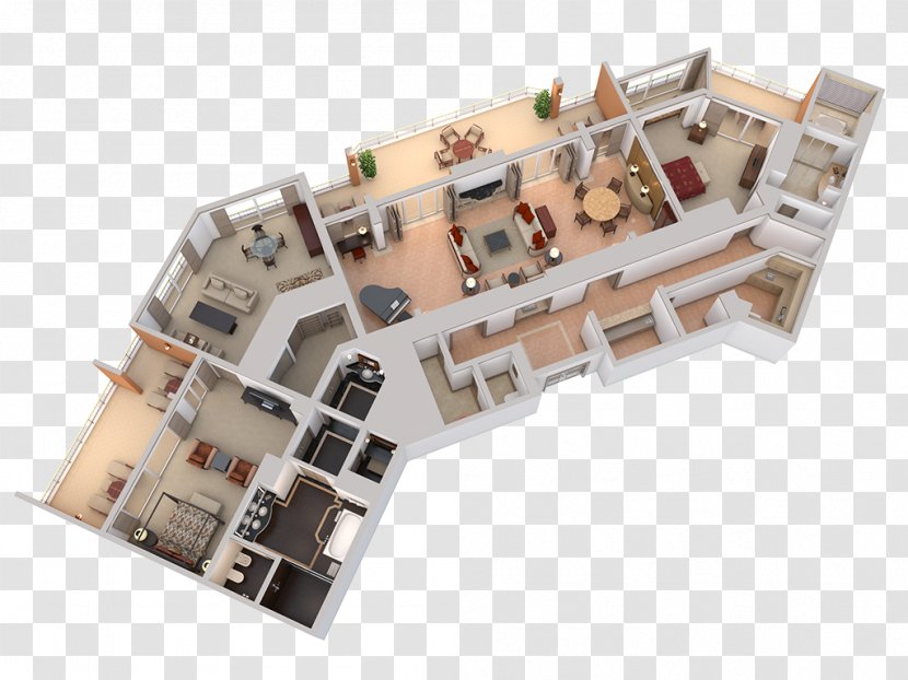 Grand Wailea Resort 3D Floor Plan Suite - Balcony - Building Transparent PNG