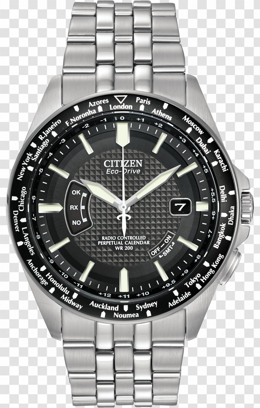 Eco-Drive Citizen Holdings Watch Strap Radio Clock - Bracelet Transparent PNG