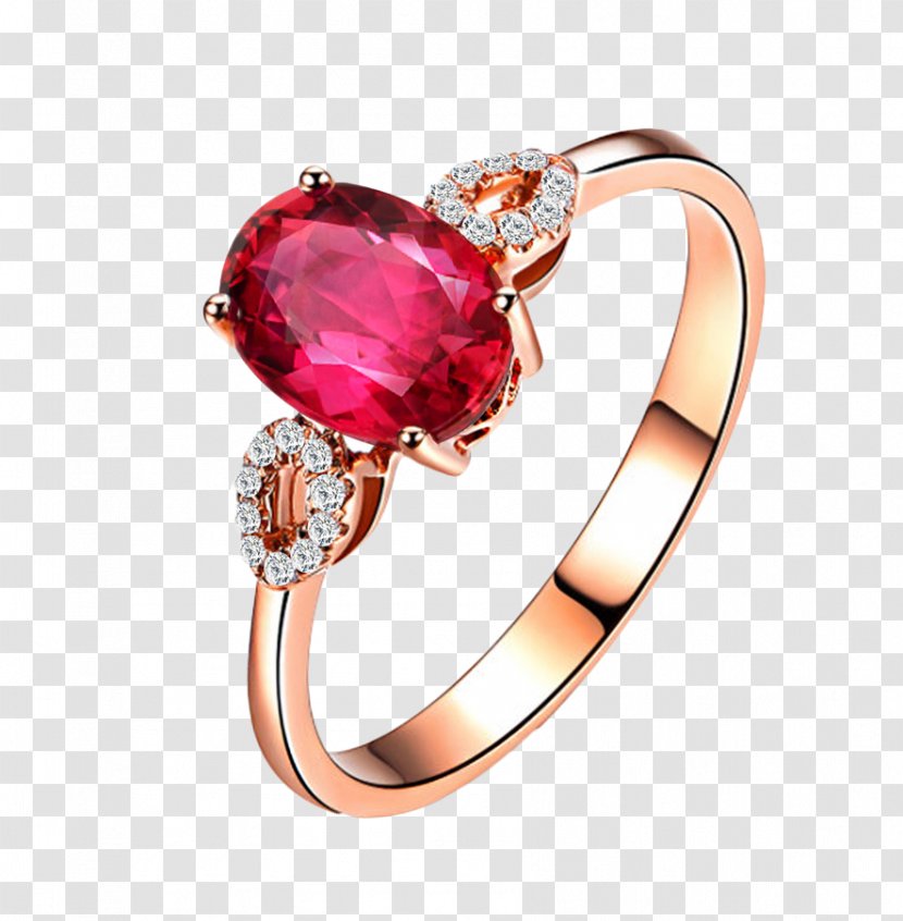Ruby Ring Tourmaline Gemstone Gold - Tokai Family Diamond Red Transparent PNG
