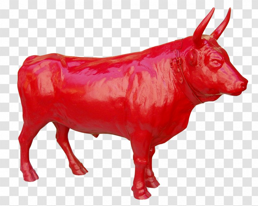 Bull Red Statue Color Image - Cattle Like Mammal Transparent PNG