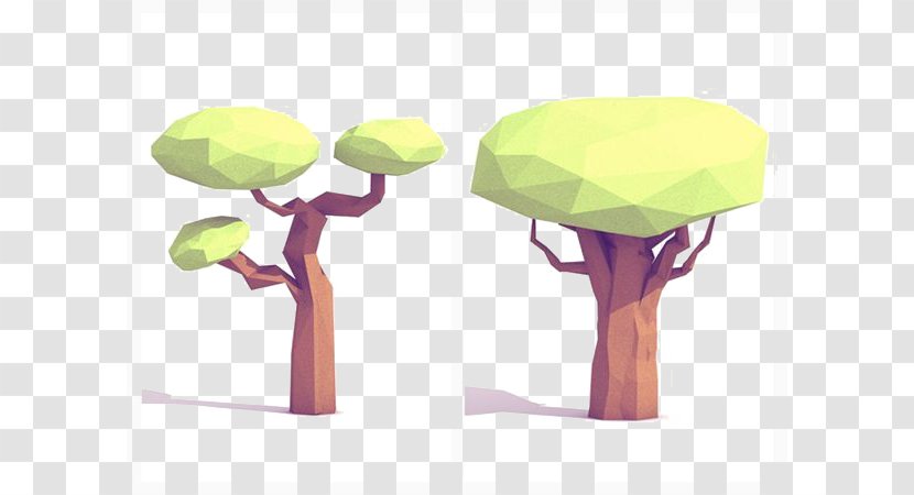 Low Poly Polygon Tree 3D Modeling - Table - Cartoon Transparent PNG