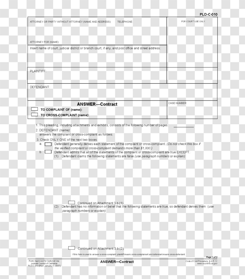 Document California Pleading Court Template - Paper Transparent PNG