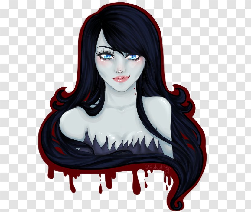 Marceline The Vampire Queen Black Hair Legendary Creature Coloring - Watercolor Transparent PNG