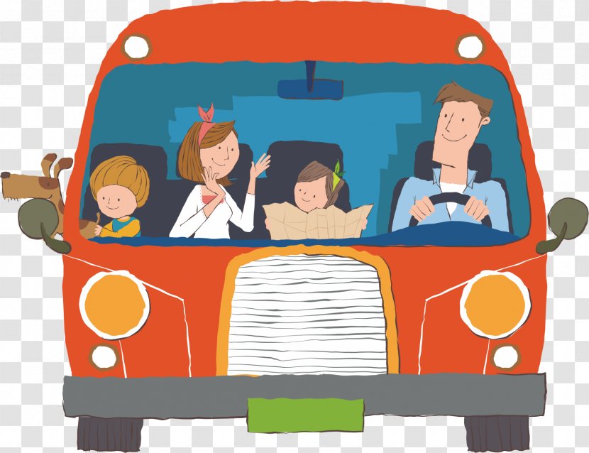 Cartoon Comics Illustration - Silhouette - Driving A Private Car The Whole Family Transparent PNG