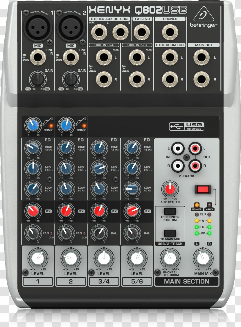 Microphone Behringer Xenyx Q502USB Audio Mixers X1204USB - Q802usb Transparent PNG