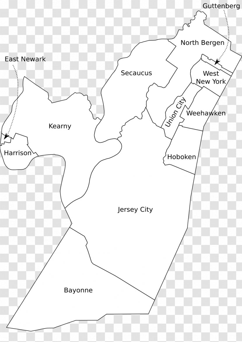 Hudson County, New Jersey Blank Map ArcView - Diagram Transparent PNG