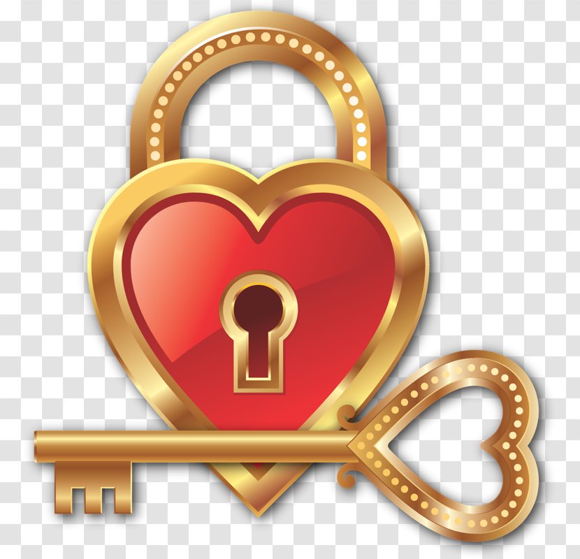 Lock Heart Key Clip Art - Love - Gold Transparent PNG