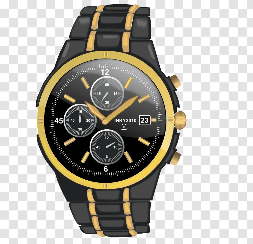 Watch Rolex Clip Art - Strap - Black Yellow Cartoon Watches Transparent PNG
