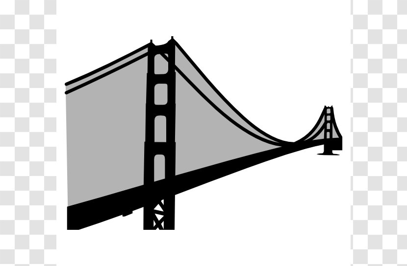 Golden Gate Bridge Suspension Clip Art - Black And White - Simple Cliparts Transparent PNG