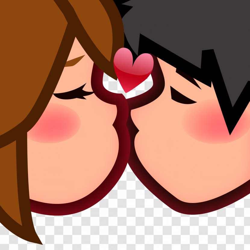 Emoji Kiss Emoticon Couple Love - Silhouette Transparent PNG
