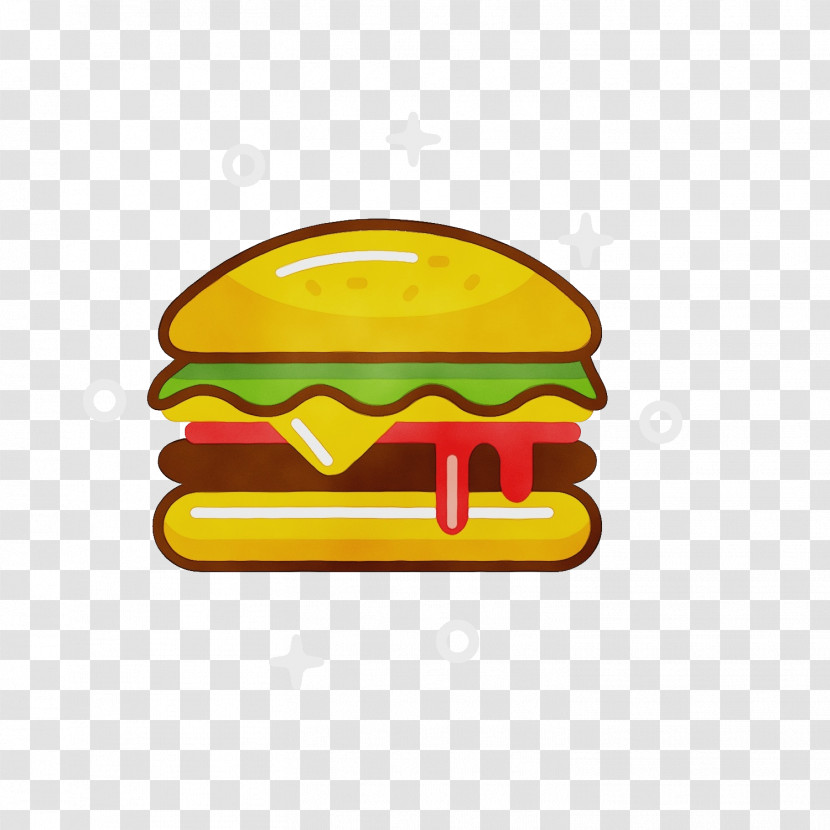Fast Food Yellow Cheeseburger Cartoon Line Transparent PNG
