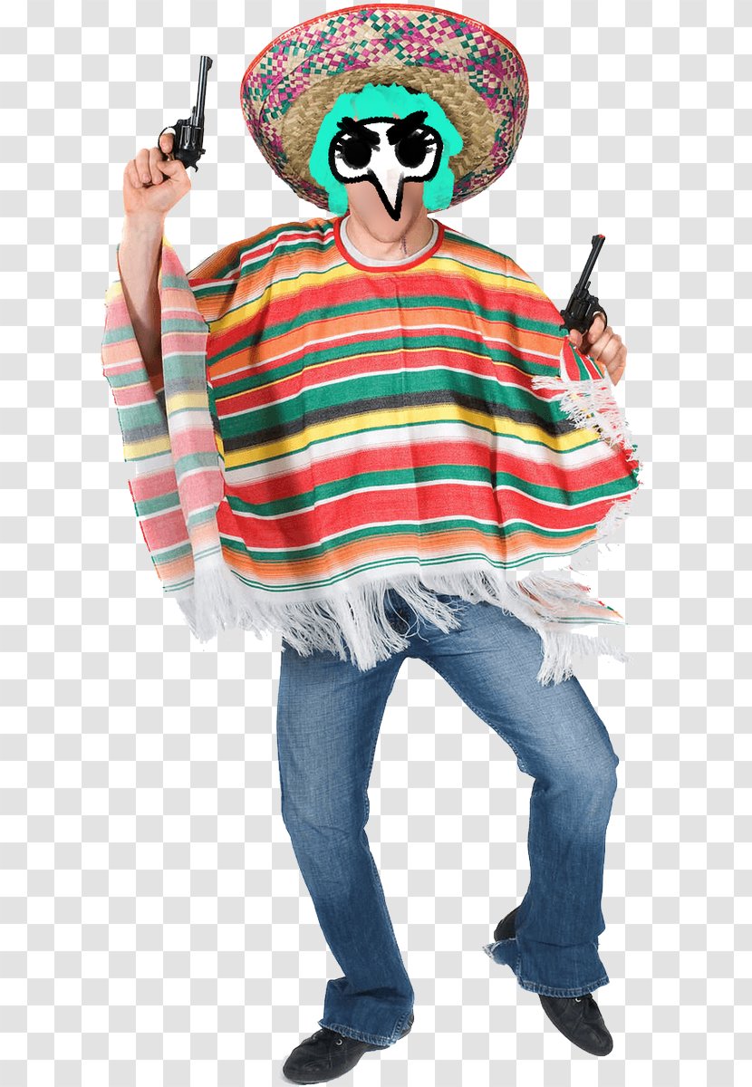 Costume Party Adult Rainbow Mexican Poncho - Hat Transparent PNG