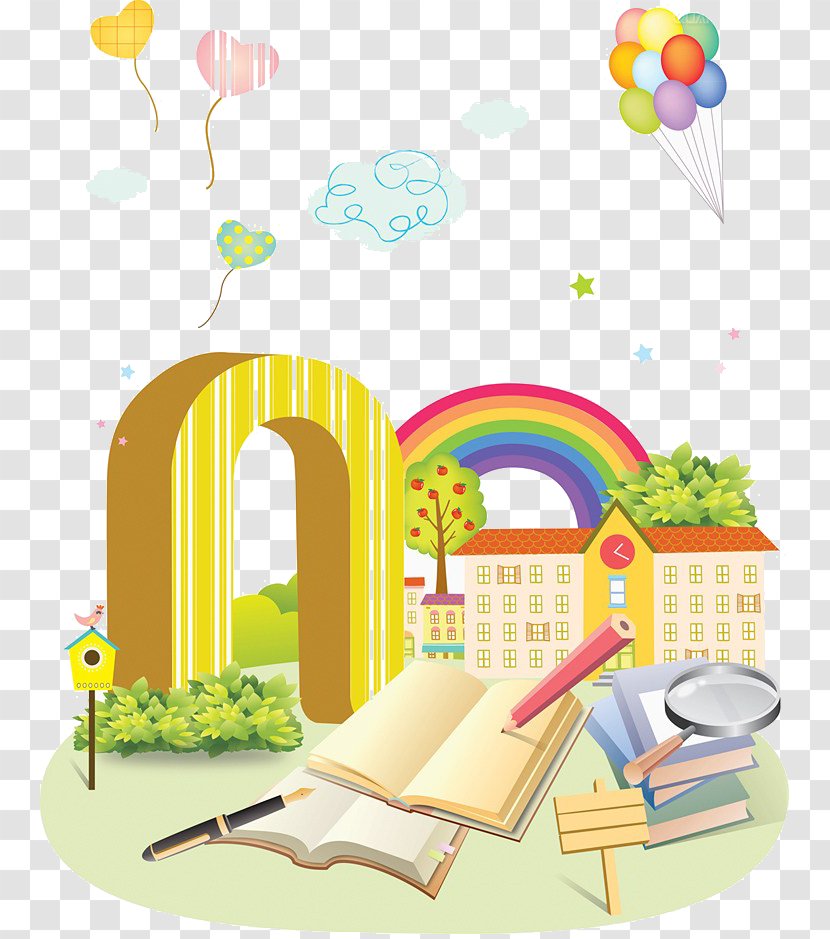 Building Architecture Illustration - Designer - Cartoon Balloon Rainbow Transparent PNG