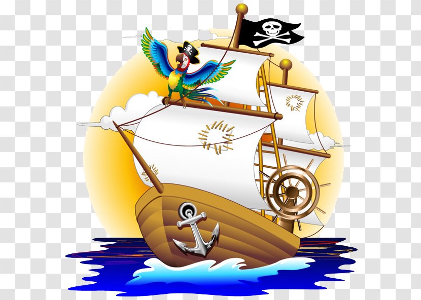 Parrot Piracy Cartoon Illustration - Ship - Pirate Transparent PNG
