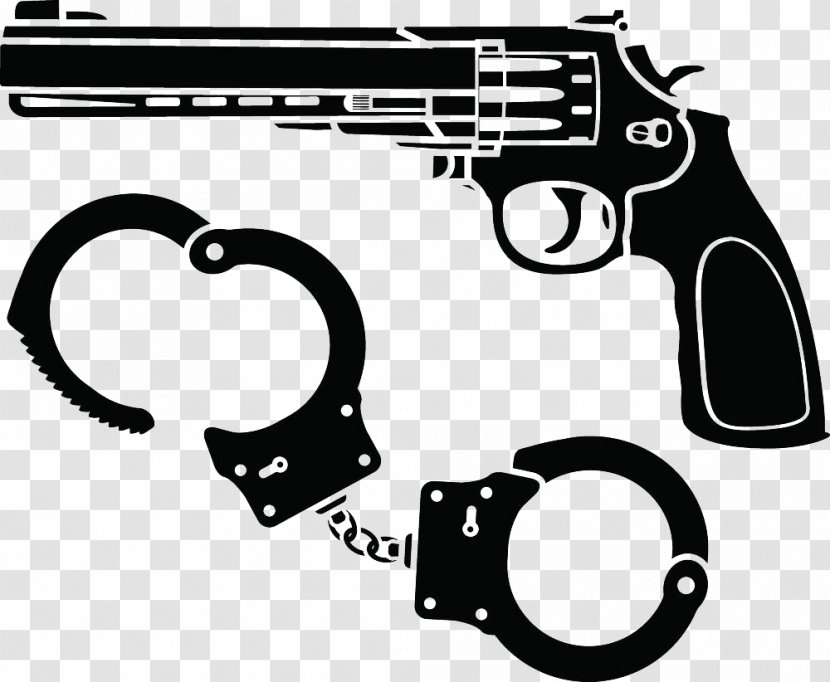 Pistol Firearm Royalty-free Stock Illustration - Brand - Hand Painted Black Handcuffs And Guns Transparent PNG